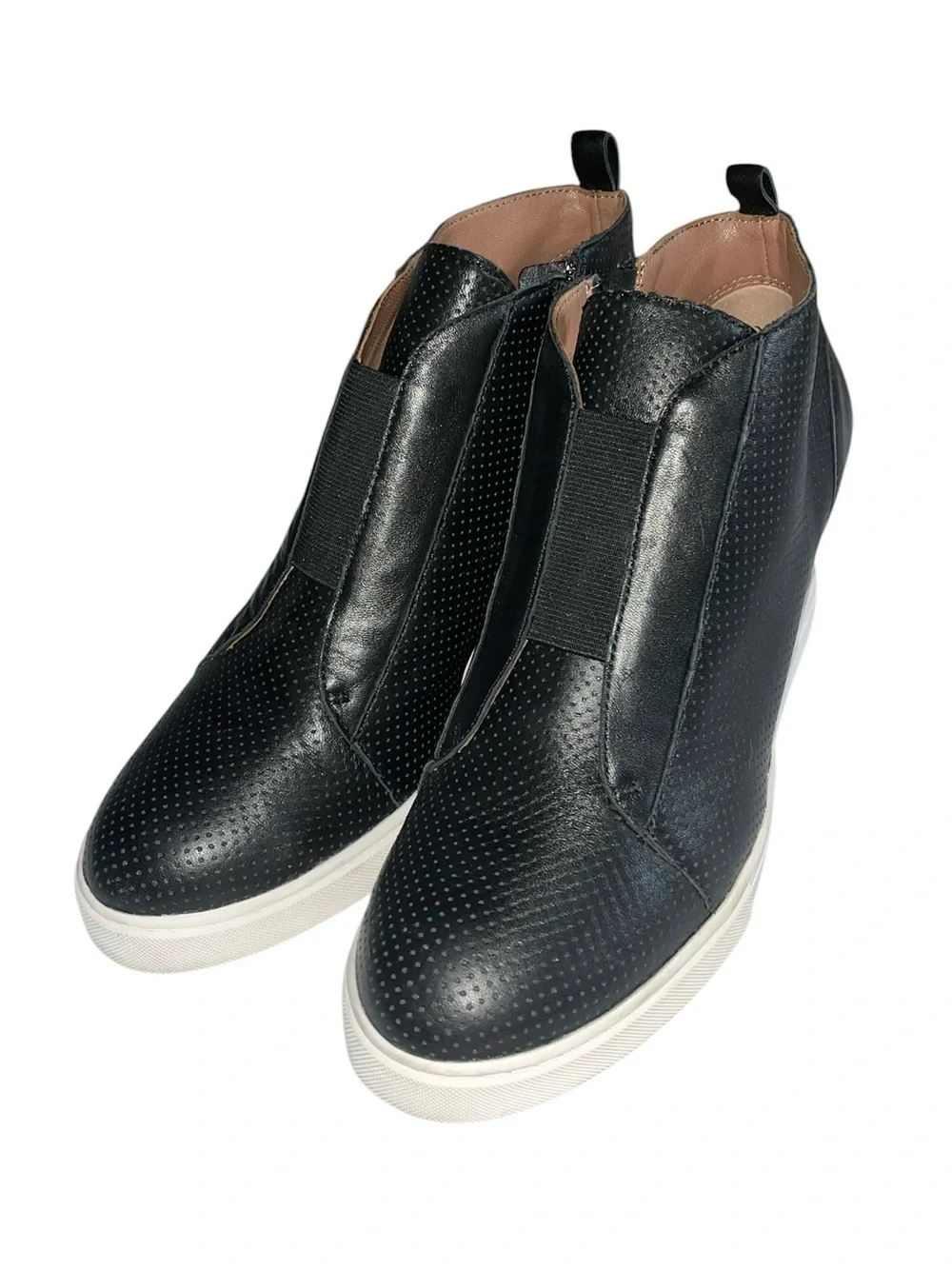 Paolo Black Perforated Wedge Sneaker Booties